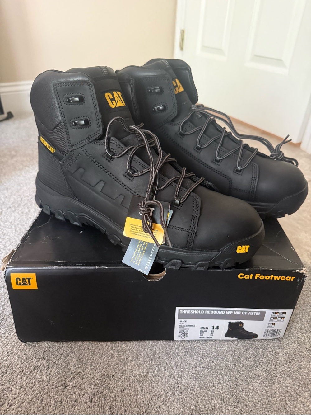 Men's Black Work Boots - Durable Waterproof Safety Footwear